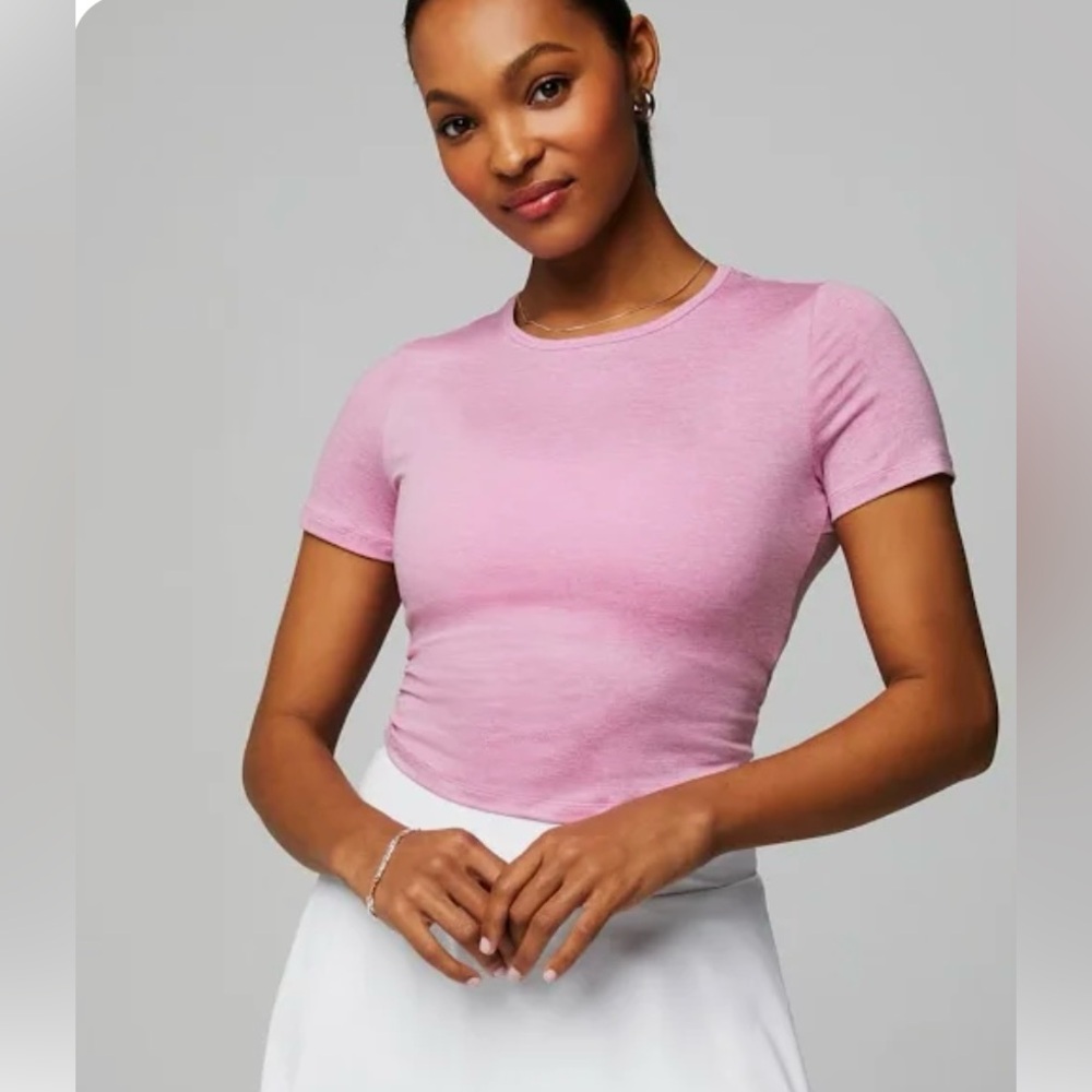 Fabletics Pink Crop Top W/ Open Back - image 1